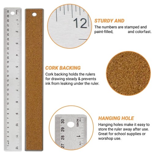Stainless and wooden ruler set - ruler,
